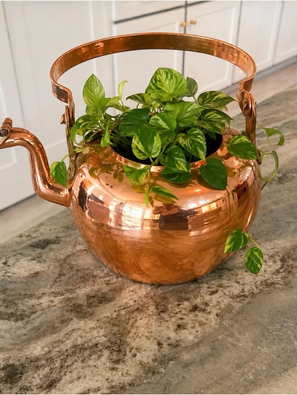 Early antique primitive Copper Kettle in Warm Copper and Dark Patina